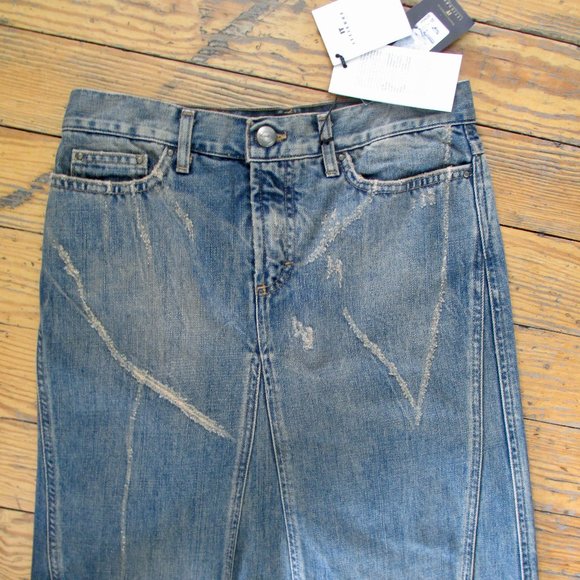 NWT Just Cavalli Distressed Denim Skirt size 40 (4)
